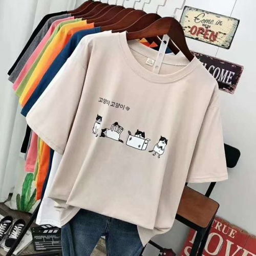 義烏尾貨純棉T恤韓版女裝短袖圓領(lǐng)印花體恤 低價批發(fā)的優(yōu)質(zhì)選擇